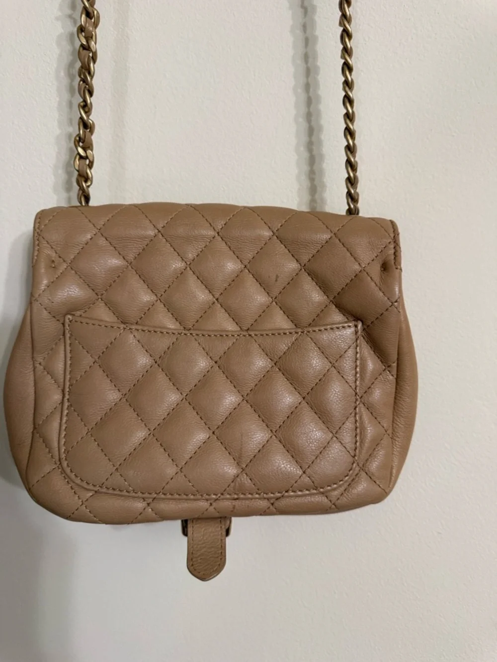 Chanel Coco CC Messenger Calfskin and Quilted Goatskin Tan Bag